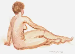 Frederick Bourchier Taylor, Seated Nude, 1979, watercolour on paper