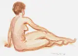 Frederick Bourchier Taylor, Seated Nude, 1979, watercolour on paper