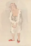 Jacques Villon, Untitled - Lady with Red Slippers, colour lithograph on paper