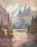 Emily Warren, Untitled - Mountain Tarn with Wild Flowers, watercolour on paper