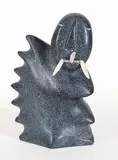 George Arluk, Shaman, 2001, soapstone sculpture with 3 bone teeth