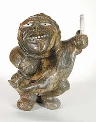 Mark Totan, Fisherman, 1999, soapstone sculpture with bone and quartz