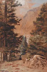 Marmaduke Matthews, Riding in the Rockies, watercolour on paper