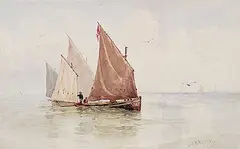 Lucius Richard O'Brien, Herring Boats Becalmed, 1885, watercolour on paper
