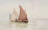 Lucius Richard O'Brien, Herring Boats Becalmed, 1885, watercolour on paper