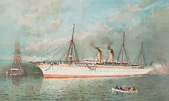 Fred Pansing, Canadian Pacific Railway Co's Royal Mail route to Japan and China, 1889, colour lithograph on paper