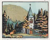 Margaret Shelton, Saint Georges, Banff #160/200, 1944, lino block in six colours on paper