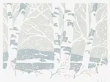 A. J. Casson, Untitled - Birch Trees with Pink Leaves in Winter