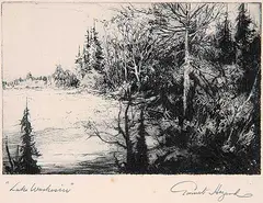 William Garnet Hazard, Lake Waskesiu, etching on paper