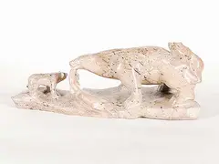 Les F. Cardinal, Polar Bears, 2000, light brown soapstone sculpture
