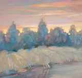 Wang Kui, Sunset, acrylic on wood board