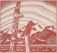 W. P. Weston, Totems - 1930, 1954, relief print on paper