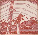 W. P. Weston, Totems - 1930, 1954, relief print on paper
