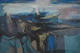 John Howard Bechtel, By the Sea, 1961, oil on hard board