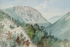 Frederic Marlett Bell-Smith, Untitled - Railway through the Rocky Mountains, watercolour on paper