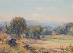 Frederick Henry Brigden, Untitled - Homestead in the Valley, Gatineau Hills, Quebec, 1911, watercolour on paper