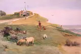 John Fraser, Untitled - Shepherd with Sheep, 1920, watercolour on paper