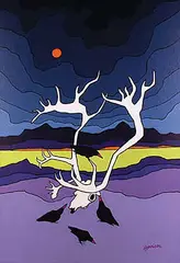 Ted Harrison, Caribou Antlers, 1979, acrylic on hard board