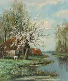 Willem Hendriks, Untitled - Fruit Tree in Full Bloom, oil on canvas