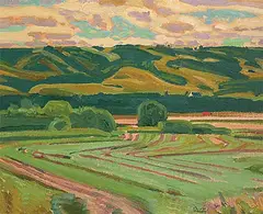 Illingworth Kerr, Highland Qu'Appelle Valley Lumsden, 1982, oil on canvas board