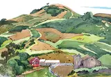California Farm, June by Illingworth Kerr, watercolour on paper, sold Jun 2003
