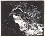 Rushing River, Lake of the Woods by Walter J. Phillips, 1931, wood engraving on paper, sold Jun 2003