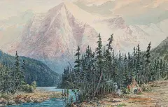 William Harvey Sadd, Untitled - High Alpine Campers, 1925, watercolour on paper