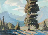 Margaret Shelton, Untitled - Mountain Landscape/Abstract Composition