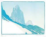 Margaret Shelton, #2 Mt. Louis, Banff #29/100, 1943, lino block in three colours on paper