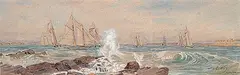 Charles Jones Way, Untitled - Ships at Full Mast, watercolour on paper