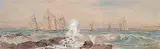 Charles Jones Way, Untitled - Ships at Full Mast, watercolour on paper