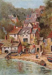 Thomas Harrison Wilkinson, Untitled - Fishing Village, oil on paper board