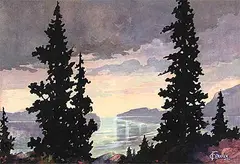 Ernest Conyers Barker, The Sentinals of the Malahat, 1943, watercolour on paper