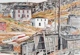 Andrew Donato, Houses at Bay de Verde, 1981, watercolour on paper