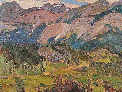 Gary MacMillan, Kananaskis, 1980, oil on hard board