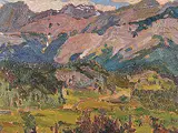 Gary MacMillan, Kananaskis, 1980, oil on hard board