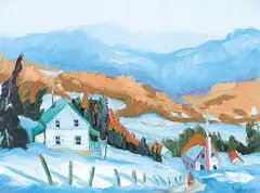 Claude Rollin, Untitled - Quebec Winter, oil on canvas