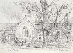 John Everett Secord, St. Asaph Cathedral, St. Asaph, Wales, ink on paper