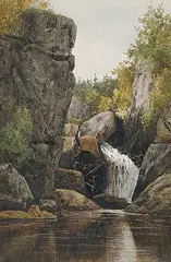 Aaron Allan Edson, High Fall[s] near North Troy, watercolour on paper