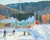 Ron Hedrick, Street Hockey, oil on canvas
