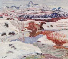 Randolph Hewton, Untitled - Snowy Mountains, oil on canvas