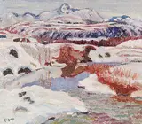 Randolph Hewton, Untitled - Snowy Mountains, oil on canvas