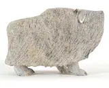 Lucassie Ikkidluak, Musk Ox, 1999, light green stone carving with bone