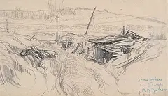 A. Y. Jackson, Somewhere, France, graphite on paper