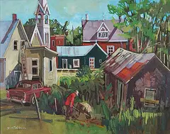 Paul Tex Lecor, Village Greenville, 1981, oil on canvas