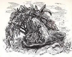 Untitled - Beach Scene by Arthur Lismer, ink on paper, sold Apr 2003