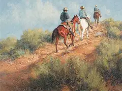 Ridge Riders by Harold Lloyd Lyon, oil on canvas, sold Apr 2003