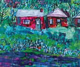 Janet Mitchell, Lake Shore, acrylic on hard board