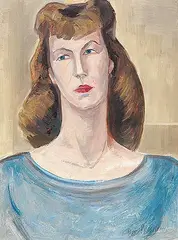 Untitled - Portrait of Woman in Grey by Bartley Robilliard Pragnell, oil on paper board, sold Apr 2003