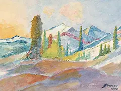 Justin James McCartney Simpson, Head of Brazeau River, Columbia Ice Fields, 1970, watercolour on paper